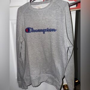 Champion Gray Sweater with Blue and Red Logo